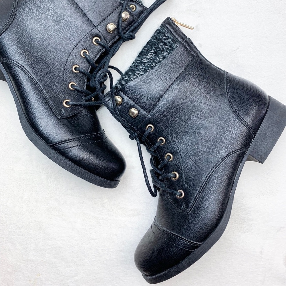 Wild Pair Faux Leather Combat Boots